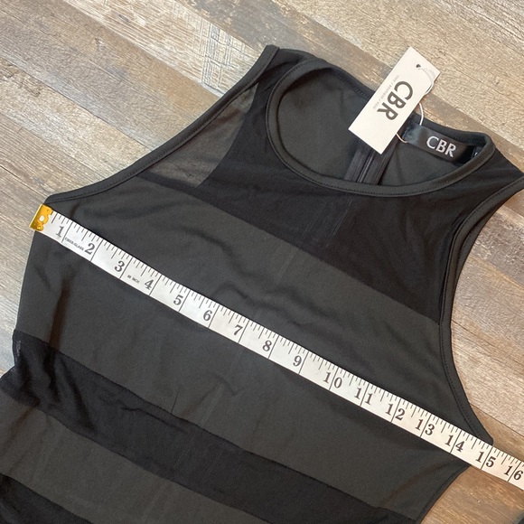 CBR black stretch jumpsuit size S-M NWT Back Zip Closure Mesh Details Curve - Picture 5 of 16